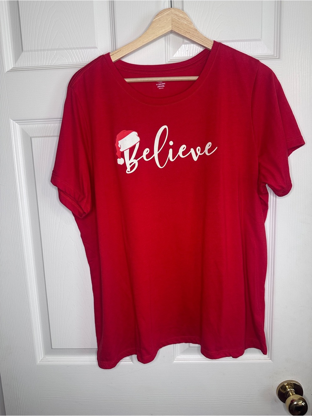Holiday Time Red "Believe" Short Sleeve Tee
